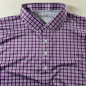 Collars and Co Golf Polo Shirt Mens 3XL Purple Plaid Check Short Sleeve Dress